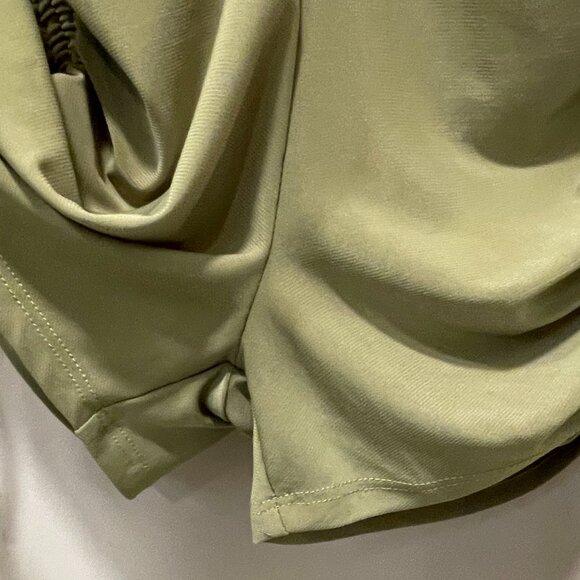 (NWT) FASHION NOVA Short Shorts Romper. Light Olive, S - Picture 4 of 10